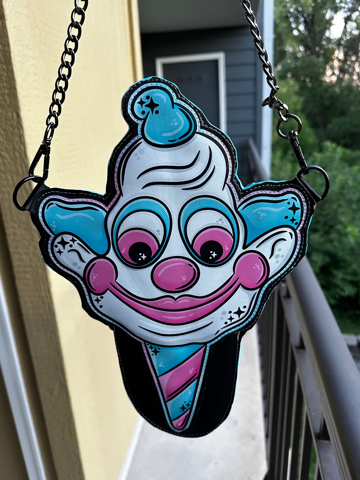 Spooky Cotton Candy Clown Pouch Bag